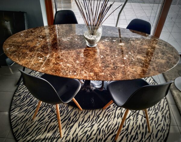 table tulipe marbre emperador dark